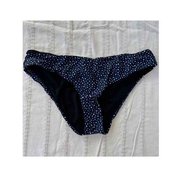 NWT J.Crew Hipster Bikini Bottom in Dot, Navy, Size XL - Picture 1 of 6